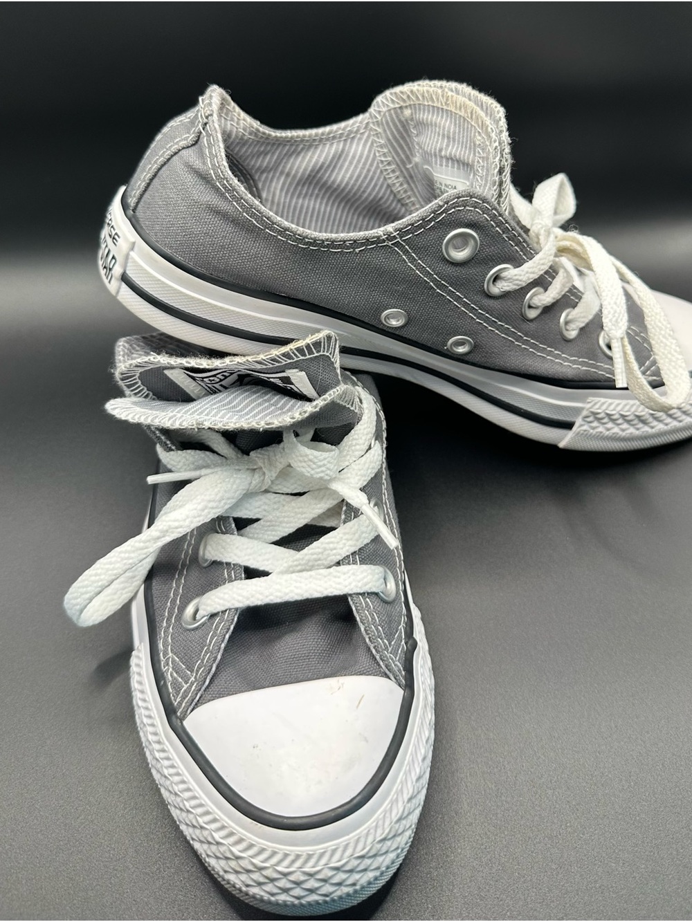 Women’s Converse Double Tongue LowTop Sneakers in Gray and White
